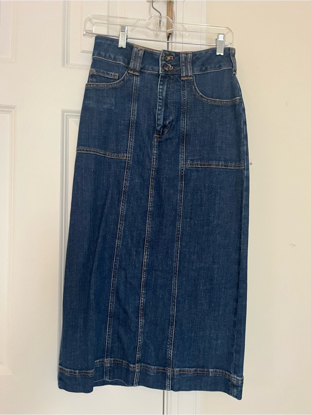 Pilcro Dark Blue Midi Denim Skirt
